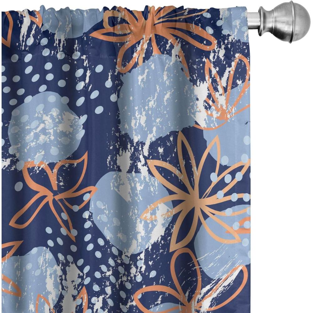 imageAmbesonne Tropical Leaves Curtains Retro Wave Colors Monstera Palm Tree Leaves Neutral Boho Print Window Treatments 2 Panel Set for Living Room Bedroom Pair of 28 x 84 Dark Lavender IndigoDark Indigo Burnt Sienna