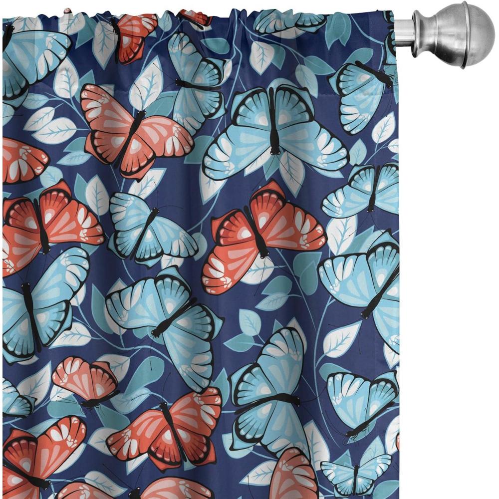 imageAmbesonne Tropical Leaves Curtains Retro Wave Colors Monstera Palm Tree Leaves Neutral Boho Print Window Treatments 2 Panel Set for Living Room Bedroom Pair of 28 x 84 Dark Lavender IndigoBurnt Sienna Pale Blue