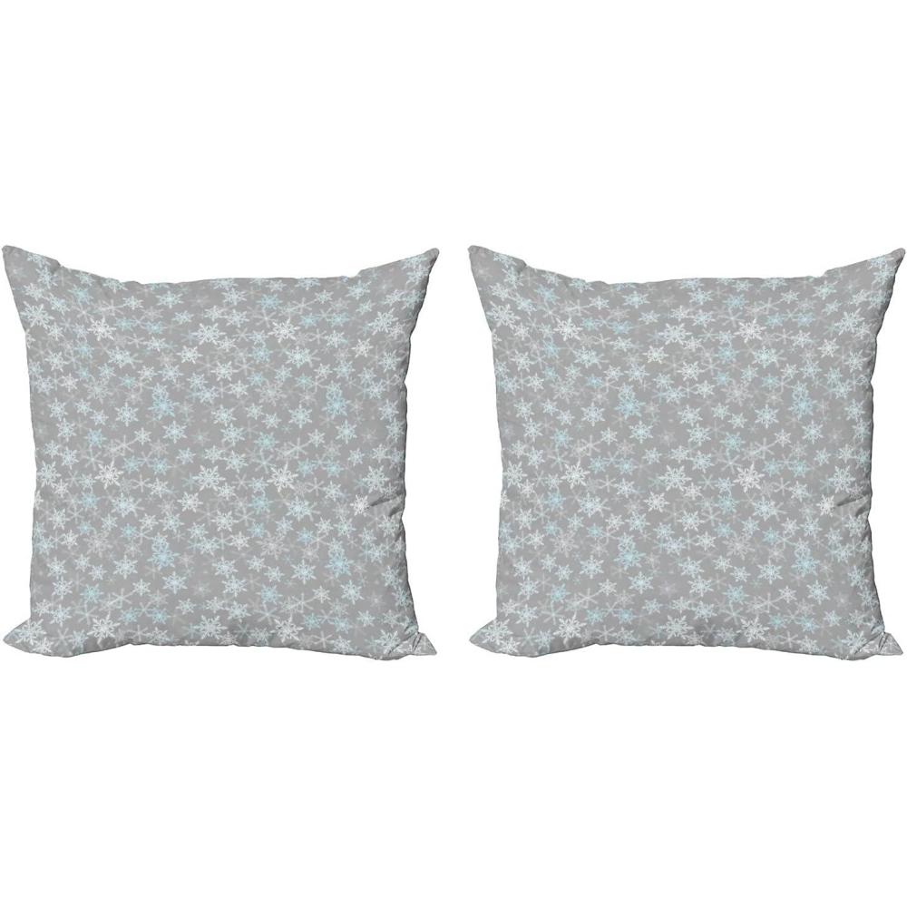 imageAmbesonne Winter Decorative Throw Pillow Case Pack of 2 Cold Frosty Air Neutral Toned Snowflakes Season Christmas Illustration Couch Bedroom Living Room Cushion Cover 18 Pale Grey and Pale Blue16