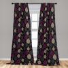Ambesonne Birds and Nature Curtains, Cottagecore Vibe Neutral Colors Boho Animals and Flower Art, Window Treatments 2 Panel Set for Living Room Bedroom, Pair of – 28″ x 63″, Dark Lavender Pastel Pink(Purple Dark Grey Tan)