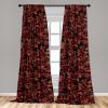 Ambesonne Blooming Roses Curtains, Night Jungle Vibe Flowers Boho with Neutral Leafy Peduncles, Window Treatments 2 Panel Set for Living Room Bedroom, Pair of – 28″ x 84″, Dark Sea Green Dark Coral(Burgundy Ruby)