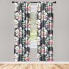Ambesonne Blooming Roses Curtains, Night Jungle Vibe Flowers Boho with Neutral Leafy Peduncles, Window Treatments 2 Panel Set for Living Room Bedroom, Pair of – 28″ x 84″, Dark Sea Green Dark Coral(Pale Fuchsia and Lime Green)