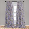 Ambesonne Blooming Roses Curtains, Night Jungle Vibe Flowers Boho with Neutral Leafy Peduncles, Window Treatments 2 Panel Set for Living Room Bedroom, Pair of – 28″ x 84″, Dark Sea Green Dark Coral(Pale Purpleblue Lilac)