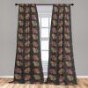 Ambesonne Blooming Roses Curtains, Night Jungle Vibe Flowers Boho with Neutral Leafy Peduncles, Window Treatments 2 Panel Set for Living Room Bedroom, Pair of – 28″ x 84″, Dark Sea Green Dark Coral(Sand Brown Cinnamon)