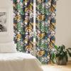 Ambesonne Blooming Roses Curtains, Night Jungle Vibe Flowers Boho with Neutral Leafy Peduncles, Window Treatments 2 Panel Set for Living Room Bedroom, Pair of – 28″ x 84″, Dark Sea Green Dark Coral(Earth Yellow and Jade Green)