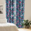 Ambesonne Blooming Roses Curtains, Night Jungle Vibe Flowers Boho with Neutral Leafy Peduncles, Window Treatments 2 Panel Set for Living Room Bedroom, Pair of – 28″ x 84″, Dark Sea Green Dark Coral(Soft Pink and Dark Lavender)
