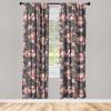 Ambesonne Blooming Roses Curtains, Night Jungle Vibe Flowers Boho with Neutral Leafy Peduncles, Window Treatments 2 Panel Set for Living Room Bedroom, Pair of – 28″ x 84″, Dark Sea Green Dark Coral(Coral Dried Rose)