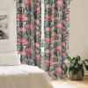 Ambesonne Blooming Roses Curtains, Night Jungle Vibe Flowers Boho with Neutral Leafy Peduncles, Window Treatments 2 Panel Set for Living Room Bedroom, Pair of – 28″ x 84″, Dark Sea Green Dark Coral(Pale Pink and Laurel Green)
