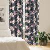 Ambesonne Blooming Roses Curtains, Night Jungle Vibe Flowers Boho with Neutral Leafy Peduncles, Window Treatments 2 Panel Set for Living Room Bedroom, Pair of – 28″ x 84″, Dark Sea Green Dark Coral(Champagne Pastel Pink)