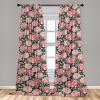 Ambesonne Blooming Roses Curtains, Night Jungle Vibe Flowers Boho with Neutral Leafy Peduncles, Window Treatments 2 Panel Set for Living Room Bedroom, Pair of – 28″ x 84″, Dark Sea Green Dark Coral(Dark Coral and Olive Green)
