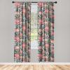 Ambesonne Blooming Roses Curtains, Night Jungle Vibe Flowers Boho with Neutral Leafy Peduncles, Window Treatments 2 Panel Set for Living Room Bedroom, Pair of – 28″ x 84″, Dark Sea Green Dark Coral(Pale Pink and Laurel Green)