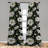 Ambesonne Blooming Roses Curtains, Night Jungle Vibe Flowers Boho with Neutral Leafy Peduncles, Window Treatments 2 Panel Set for Living Room Bedroom, Pair of – 28″ x 84″, Dark Sea Green Dark Coral(Off White Fern Green)