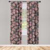 Ambesonne Blooming Roses Curtains, Night Jungle Vibe Flowers Boho with Neutral Leafy Peduncles, Window Treatments 2 Panel Set for Living Room Bedroom, Pair of – 28″ x 84″, Dark Sea Green Dark Coral(Pastel Pink Khaki)
