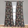 Ambesonne Blooming Roses Curtains, Night Jungle Vibe Flowers Boho with Neutral Leafy Peduncles, Window Treatments 2 Panel Set for Living Room Bedroom, Pair of – 28″ x 84″, Dark Sea Green Dark Coral(Dark Taupe Multicolor)