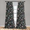 Ambesonne Blooming Roses Curtains, Night Jungle Vibe Flowers Boho with Neutral Leafy Peduncles, Window Treatments 2 Panel Set for Living Room Bedroom, Pair of – 28″ x 84″, Dark Sea Green Dark Coral(Charcoal Grey Blush and Pink)