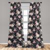 Ambesonne Blooming Roses Curtains, Night Jungle Vibe Flowers Boho with Neutral Leafy Peduncles, Window Treatments 2 Panel Set for Living Room Bedroom, Pair of – 28″ x 84″, Dark Sea Green Dark Coral(Champagne Pastel Pink)