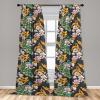 Ambesonne Blooming Roses Curtains, Night Jungle Vibe Flowers Boho with Neutral Leafy Peduncles, Window Treatments 2 Panel Set for Living Room Bedroom, Pair of – 28″ x 84″, Dark Sea Green Dark Coral(Earth Yellow and Jade Green)
