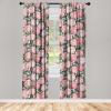 Ambesonne Blooming Roses Curtains, Night Jungle Vibe Flowers Boho with Neutral Leafy Peduncles, Window Treatments 2 Panel Set for Living Room Bedroom, Pair of – 28″ x 84″, Dark Sea Green Dark Coral(Dark Coral and Olive Green)