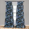 Ambesonne Blooming Roses Curtains, Night Jungle Vibe Flowers Boho with Neutral Leafy Peduncles, Window Treatments 2 Panel Set for Living Room Bedroom, Pair of – 28″ x 84″, Dark Sea Green Dark Coral(Dark Violet Blue and Grey)