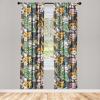 Ambesonne Blooming Roses Curtains, Night Jungle Vibe Flowers Boho with Neutral Leafy Peduncles, Window Treatments 2 Panel Set for Living Room Bedroom, Pair of – 28″ x 84″, Dark Sea Green Dark Coral(Earth Yellow and Jade Green)