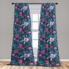 Ambesonne Blooming Roses Curtains, Night Jungle Vibe Flowers Boho with Neutral Leafy Peduncles, Window Treatments 2 Panel Set for Living Room Bedroom, Pair of – 28″ x 84″, Dark Sea Green Dark Coral(Soft Pink and Dark Lavender)
