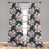 Ambesonne Blooming Roses Curtains, Night Jungle Vibe Flowers Boho with Neutral Leafy Peduncles, Window Treatments 2 Panel Set for Living Room Bedroom, Pair of – 28″ x 84″, Dark Sea Green Dark Coral(Pale Fuchsia and Lime Green)