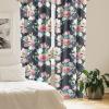 Ambesonne Blooming Roses Curtains, Night Jungle Vibe Flowers Boho with Neutral Leafy Peduncles, Window Treatments 2 Panel Set for Living Room Bedroom, Pair of – 28″ x 84″, Dark Sea Green Dark Coral(Pale Fuchsia and Lime Green)