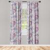 Ambesonne Boho Feathers Curtains, Vintage Japanese Feels Fuzz Sketch Pattern Neutral Colors Artwork, Window Treatments 2 Panel Set for Living Room Bedroom, Pair of – 28″ x 95″, Purple Charcoal Grey(Almond Green Magenta)