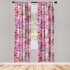 Ambesonne Boho Feathers Curtains, Vintage Japanese Feels Fuzz Sketch Pattern Neutral Colors Artwork, Window Treatments 2 Panel Set for Living Room Bedroom, Pair of – 28″ x 95″, Purple Charcoal Grey(Pastel Pink Fuchsia)