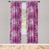 Ambesonne Boho Feathers Curtains, Vintage Japanese Feels Fuzz Sketch Pattern Neutral Colors Artwork, Window Treatments 2 Panel Set for Living Room Bedroom, Pair of – 28″ x 95″, Purple Charcoal Grey(Fuchsia Soft Pink)