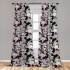 Ambesonne Boho Feathers Curtains, Vintage Japanese Feels Fuzz Sketch Pattern Neutral Colors Artwork, Window Treatments 2 Panel Set for Living Room Bedroom, Pair of – 28″ x 95″, Purple Charcoal Grey(Fern Green Lilac)