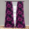 Ambesonne Boho Feathers Curtains, Vintage Japanese Feels Fuzz Sketch Pattern Neutral Colors Artwork, Window Treatments 2 Panel Set for Living Room Bedroom, Pair of – 28″ x 95″, Purple Charcoal Grey(Magenta Hot Pink Teal)