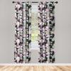 Ambesonne Boho Feathers Curtains, Vintage Japanese Feels Fuzz Sketch Pattern Neutral Colors Artwork, Window Treatments 2 Panel Set for Living Room Bedroom, Pair of – 28″ x 95″, Purple Charcoal Grey(Fern Green Lilac)
