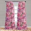 Ambesonne Boho Feathers Curtains, Vintage Japanese Feels Fuzz Sketch Pattern Neutral Colors Artwork, Window Treatments 2 Panel Set for Living Room Bedroom, Pair of – 28″ x 95″, Purple Charcoal Grey(Pastel Pink Fuchsia)