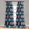 Ambesonne Boho Feathers Curtains, Vintage Japanese Feels Fuzz Sketch Pattern Neutral Colors Artwork, Window Treatments 2 Panel Set for Living Room Bedroom, Pair of – 28″ x 95″, Purple Charcoal Grey(Teal Raspberry Seafoam)