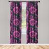 Ambesonne Boho Feathers Curtains, Vintage Japanese Feels Fuzz Sketch Pattern Neutral Colors Artwork, Window Treatments 2 Panel Set for Living Room Bedroom, Pair of – 28″ x 95″, Purple Charcoal Grey(Magenta Hot Pink Teal)