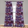 Ambesonne Boho Feathers Curtains, Vintage Japanese Feels Fuzz Sketch Pattern Neutral Colors Artwork, Window Treatments 2 Panel Set for Living Room Bedroom, Pair of – 28″ x 95″, Purple Charcoal Grey(Dark Magenta Ceil Blue)