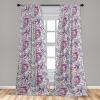 Ambesonne Boho Feathers Curtains, Vintage Japanese Feels Fuzz Sketch Pattern Neutral Colors Artwork, Window Treatments 2 Panel Set for Living Room Bedroom, Pair of – 28″ x 95″, Purple Charcoal Grey(Almond Green Magenta)