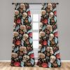 Ambesonne Boho Wings Curtains, Cottagecore Inspired Neutral Butterfly Pattern with Floral Ornaments, Window Treatments 2 Panel Set for Living Room Bedroom, Pair of – 28″ x 84″, Dark Sand Brown Taupe(Charcoal Grey Champagne)