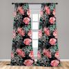 Ambesonne Delicate Roses Curtains, Neutral Vintage Floral Scene with Leafy Ornaments Romantic Print, Window Treatments 2 Panel Set for Living Room Bedroom, Pair of – 28″ x 63″, Pastel Pink Pale Grey(Dark Coral Forest Green)