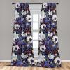 Ambesonne Delicate Roses Curtains, Neutral Vintage Floral Scene with Leafy Ornaments Romantic Print, Window Treatments 2 Panel Set for Living Room Bedroom, Pair of – 28″ x 63″, Pastel Pink Pale Grey(Indigo Dark Indigo Ivory)