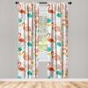 Ambesonne Exotic Boho Curtains, Simple Design Modern Linear Flamingo Pattern with Leaves Neutral Art, Window Treatments 2 Panel Set for Living Room Bedroom, Pair of – 28″ x 63″, Pale Azure Blue Coral(Dark Pink Jade Green)