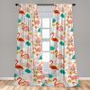 Ambesonne Exotic Boho Curtains, Simple Design Modern Linear Flamingo Pattern with Leaves Neutral Art, Window Treatments 2 Panel Set for Living Room Bedroom, Pair of – 28″ x 63″, Pale Azure Blue Coral(Dark Pink Jade Green)