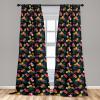 Ambesonne Exotic Boho Curtains, Simple Design Modern Linear Flamingo Pattern with Leaves Neutral Art, Window Treatments 2 Panel Set for Living Room Bedroom, Pair of – 28″ x 63″, Pale Azure Blue Coral(Sea Blue Magenta Mustard)