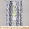Ambesonne Exotic Boho Curtains, Simple Design Modern Linear Flamingo Pattern with Leaves Neutral Art, Window Treatments 2 Panel Set for Living Room Bedroom, Pair of – 28″ x 63″, Pale Azure Blue Coral(Dark Pink Dark Lavender)