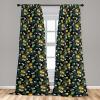 Ambesonne Exotic Boho Curtains, Simple Design Modern Linear Flamingo Pattern with Leaves Neutral Art, Window Treatments 2 Panel Set for Living Room Bedroom, Pair of – 28″ x 63″, Pale Azure Blue Coral(Sea Blue Mustard)