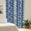 Ambesonne Exotic Boho Curtains, Simple Design Modern Linear Flamingo Pattern with Leaves Neutral Art, Window Treatments 2 Panel Set for Living Room Bedroom, Pair of – 28″ x 63″, Pale Azure Blue Coral(Dark Lavender Pale Pink)