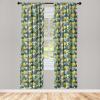 Ambesonne Exotic Boho Curtains, Simple Design Modern Linear Flamingo Pattern with Leaves Neutral Art, Window Treatments 2 Panel Set for Living Room Bedroom, Pair of – 28″ x 63″, Pale Azure Blue Coral(Reseda Green and Hunter Green)