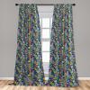 Ambesonne Exotic Boho Curtains, Simple Design Modern Linear Flamingo Pattern with Leaves Neutral Art, Window Treatments 2 Panel Set for Living Room Bedroom, Pair of – 28″ x 63″, Pale Azure Blue Coral(Pale Green Rose Coral)