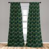 Ambesonne Exotic Boho Curtains, Simple Design Modern Linear Flamingo Pattern with Leaves Neutral Art, Window Treatments 2 Panel Set for Living Room Bedroom, Pair of – 28″ x 63″, Pale Azure Blue Coral(Fern Green and Jade Green)